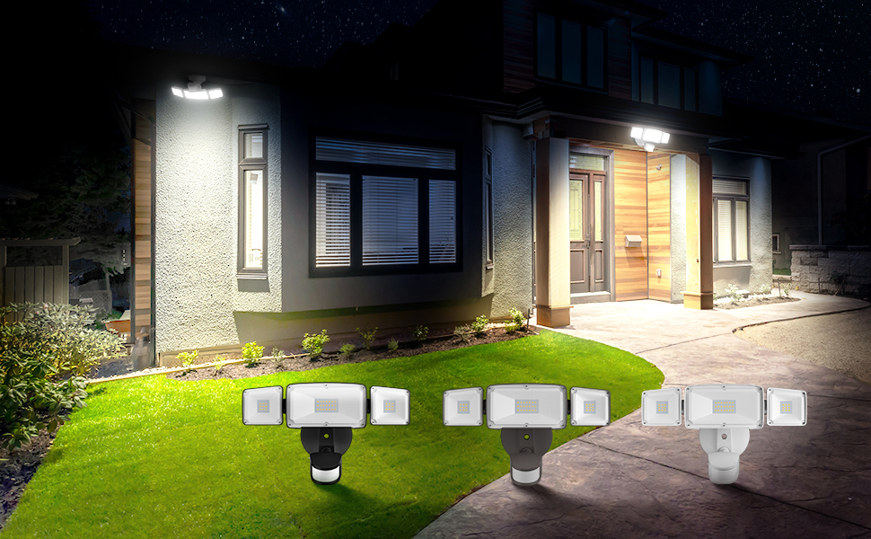 Patio for Entryways Amico Solar LED Security Light Yard by Amico 5500K Outdoor Motion Sensor Light Adjustable Head Flood Light with 2 Modes Automatic and Permanent on 1000LM IP65 Waterproof 